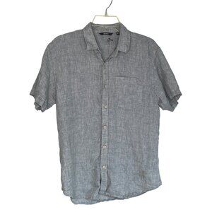 Bohio Mens Gray Linen Short Sleeve Button-Down Shirt M 32g